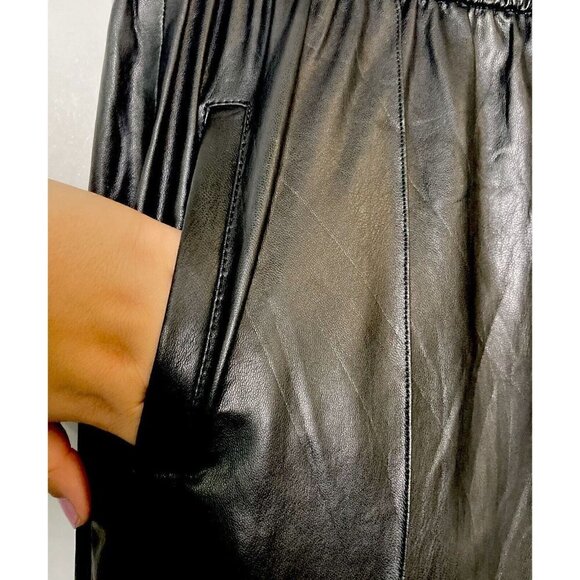 BLANKNYC Black Vegan Leather Elastic Waist Leg Jogger Slash Pockets Pants-28 - Picture 4 of 16